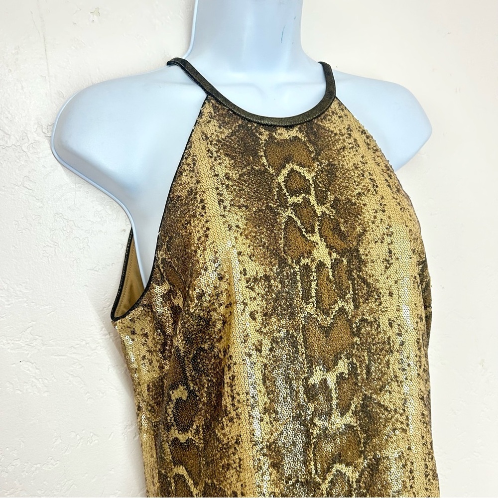 Cache Python Sequins Gold Sleeveless Knee Length … - image 4